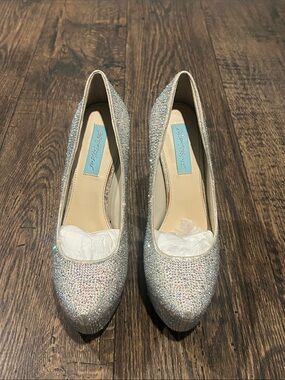 Blue by Betsey Johnson- SB Wish Champagne Fab Rhinestone Heels with Box